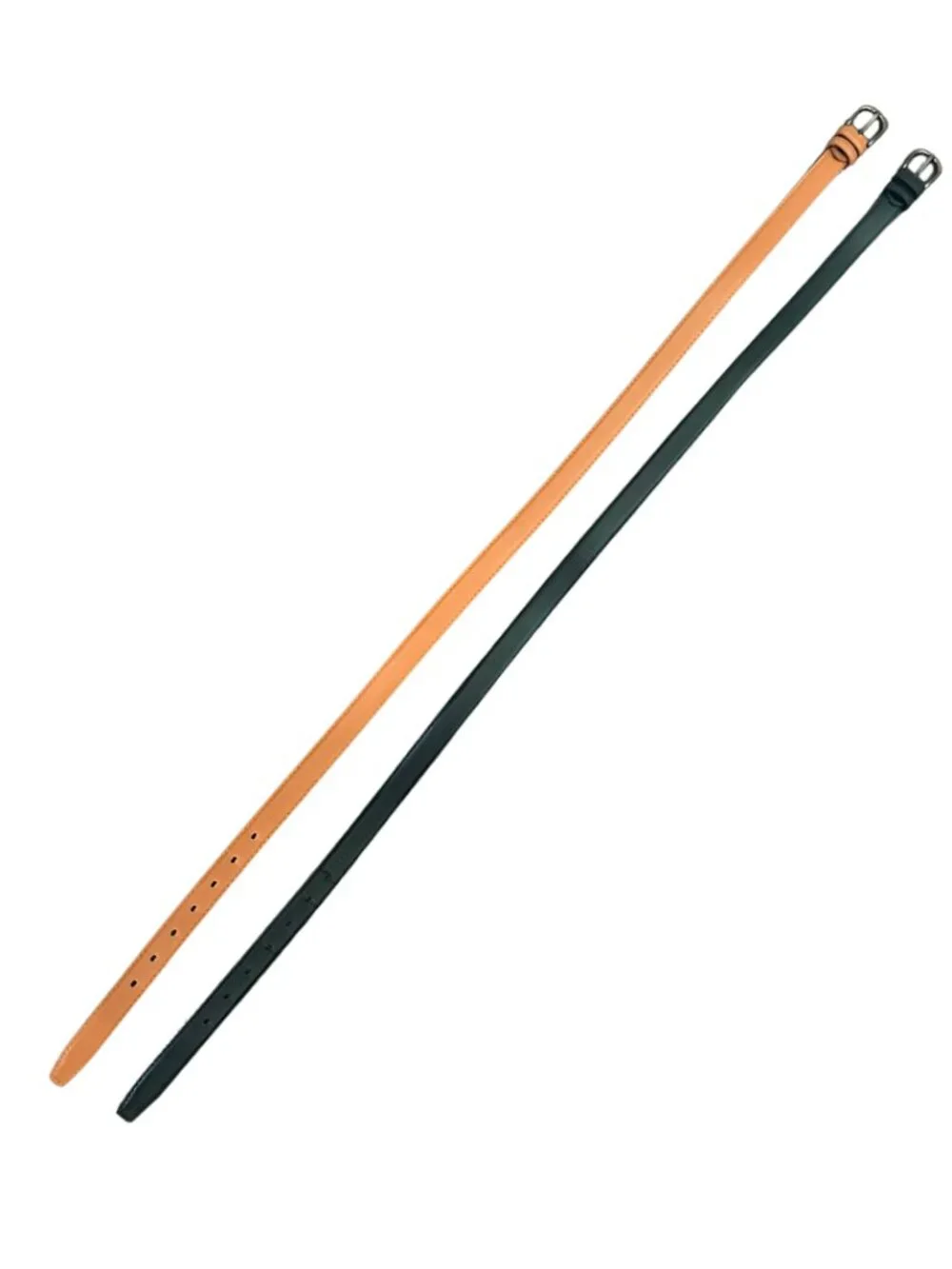Set of 2 Women’s Skinny Belts: Tan & Black (Length 115cm)